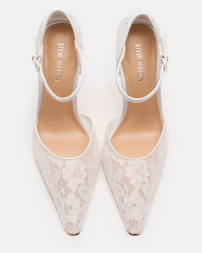 Steve Madden AVANT White Lace Pointed-Toe Stiletto Pump Women's Heel