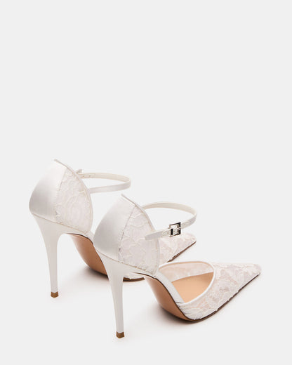 Steve Madden AVANT White Lace Pointed-Toe Stiletto Pump Women's Heel