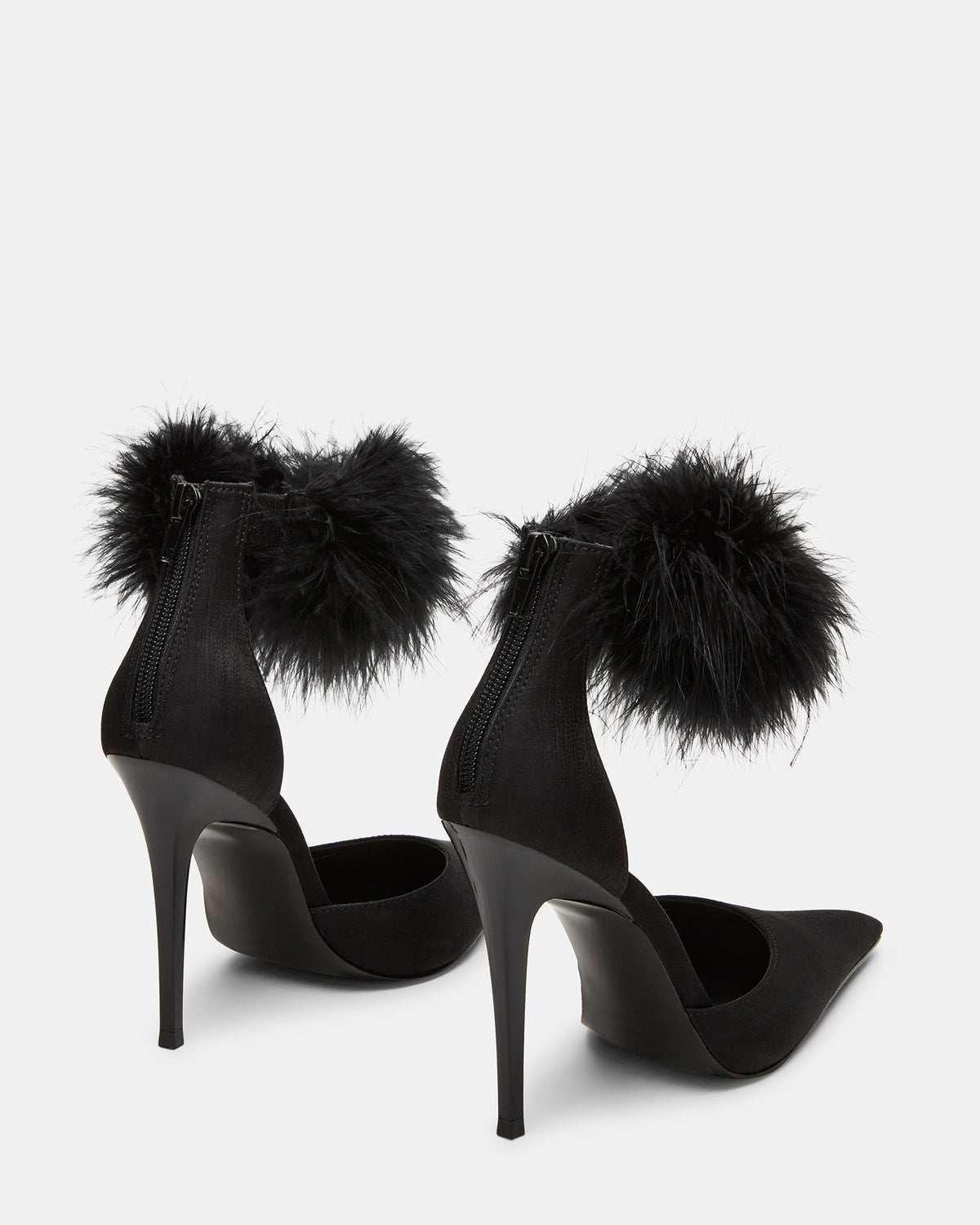 Steve Madden ELUSIVE Black Satin Pointed-Toe Stiletto Pump Women's Heel