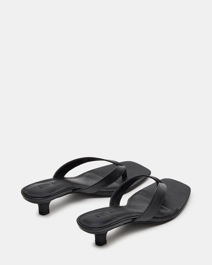 Steve Madden TRACIE Black Leather Thong Strap Women's Kitten Heel