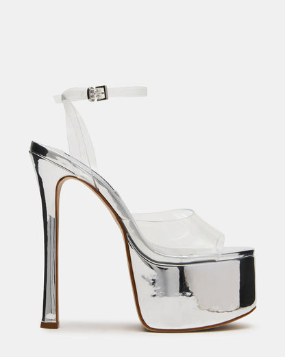 Steve Madden OLYSSIA Clear Platform Stiletto Ankle Strap Women's Heel