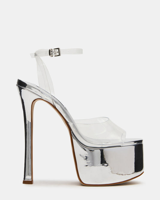 Steve Madden OLYSSIA Clear Platform Stiletto Ankle Strap Women's Heel
