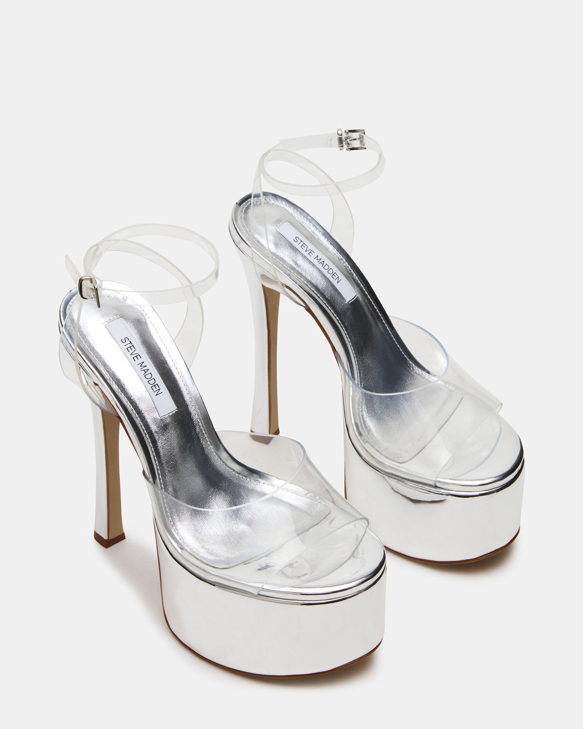 Steve Madden OLYSSIA Clear Platform Stiletto Ankle Strap Women's Heel