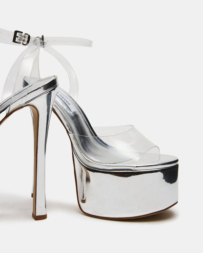 Steve Madden OLYSSIA Clear Platform Stiletto Ankle Strap Women's Heel