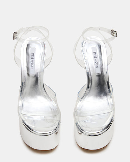 Steve Madden OLYSSIA Clear Platform Stiletto Ankle Strap Women's Heel