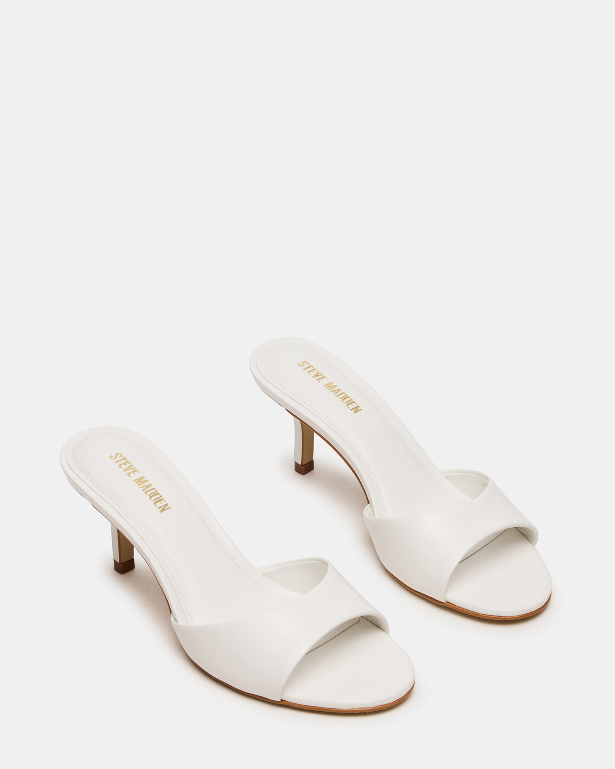 Steve Madden KENDRIX White Leather Mule Stiletto Women's Heel