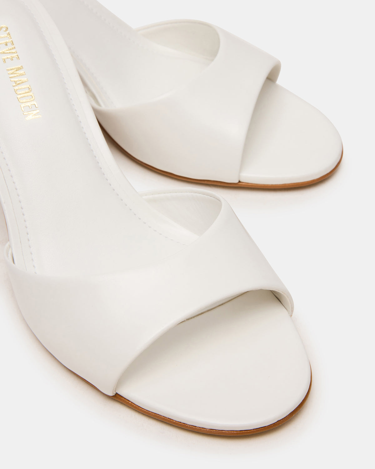 Steve Madden KENDRIX White Leather Mule Stiletto Women's Heel