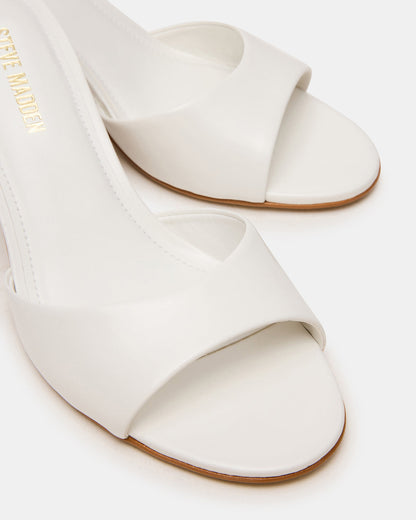 Steve Madden KENDRIX White Leather Mule Stiletto Women's Heel
