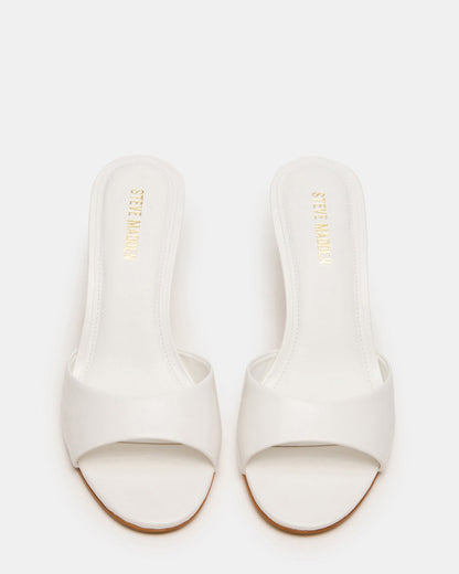 Steve Madden KENDRIX White Leather Mule Stiletto Women's Heel