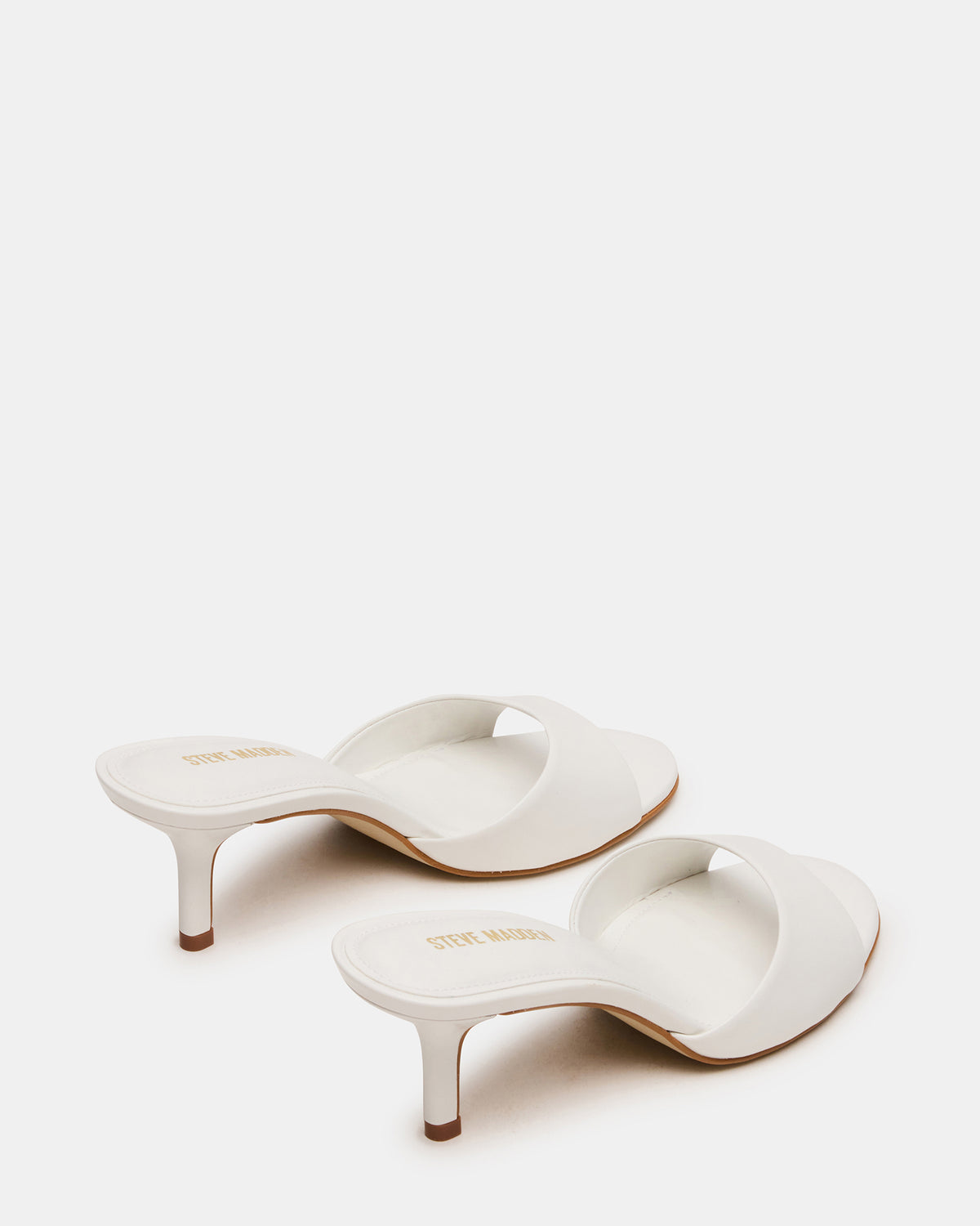 Steve Madden KENDRIX White Leather Mule Stiletto Women's Heel