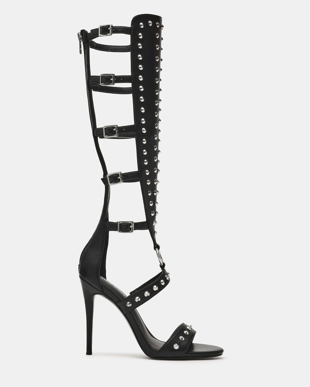 Steve Madden COMPOSURE Black Studs Strappy Stiletto Buckles Women's Heel