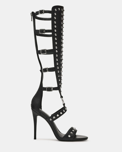 Steve Madden COMPOSURE Black Studs Strappy Stiletto Buckles Women's Heel