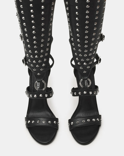 Steve Madden COMPOSURE Black Studs Strappy Stiletto Buckles Women's Heel