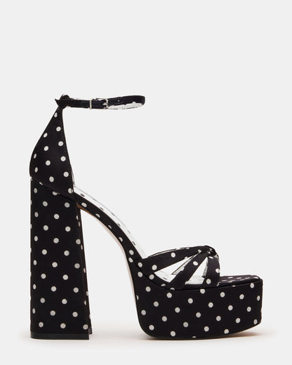 Steve Madden RETRO White/Black Polka Dot Open-Toe Block Heel Platform Women's Heel