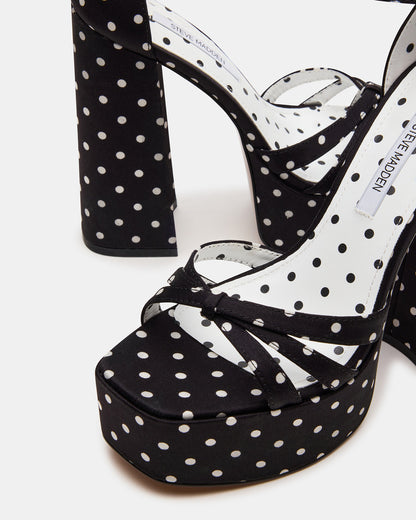 Steve Madden RETRO White/Black Polka Dot Open-Toe Block Heel Platform Women's Heel