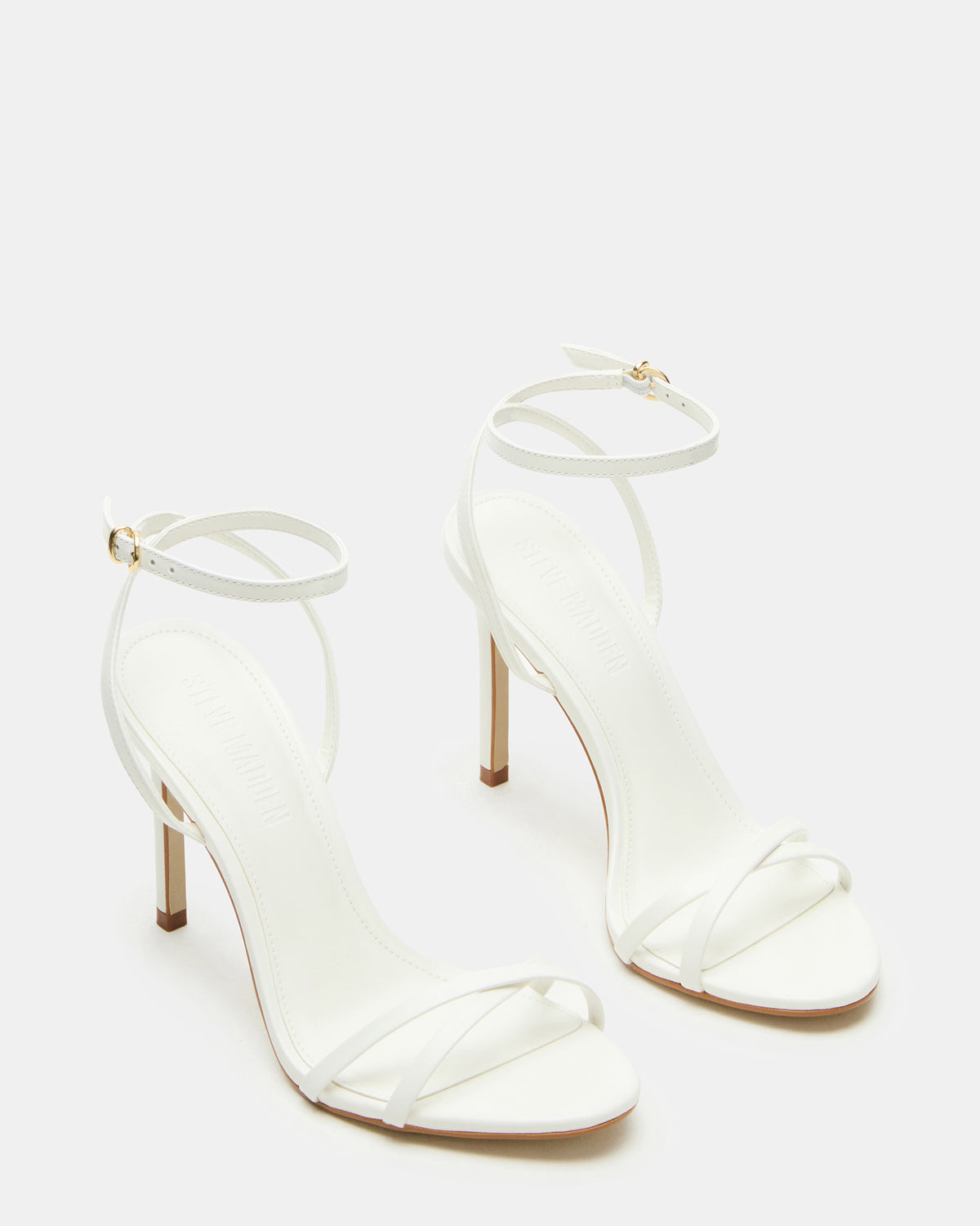 Steve Madden JYPSEY White Leather Strappy Stiletto Women's Heel