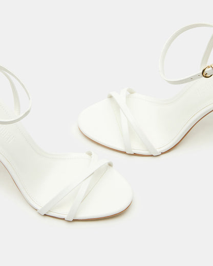 Steve Madden JYPSEY White Leather Strappy Stiletto Women's Heel