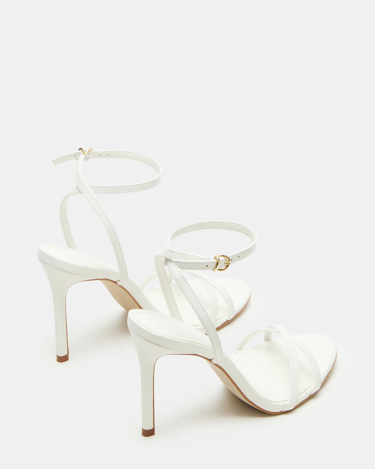 Steve Madden JYPSEY White Leather Strappy Stiletto Women's Heel