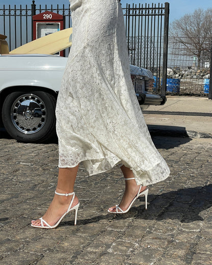 Steve Madden JYPSEY White Leather Strappy Stiletto Women's Heel