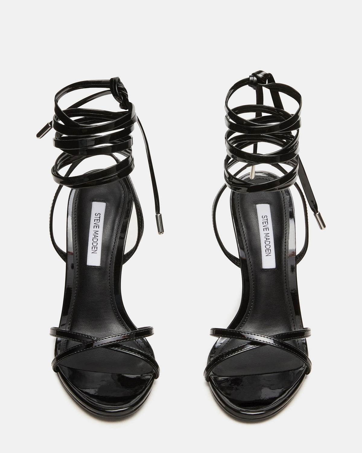 Steve Madden NERI Black Patent Strappy Stiletto Round-Toe Women's Heel