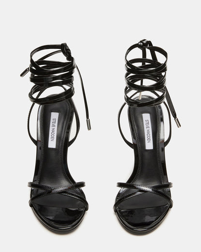 Steve Madden NERI Black Patent Strappy Stiletto Round-Toe Women's Heel