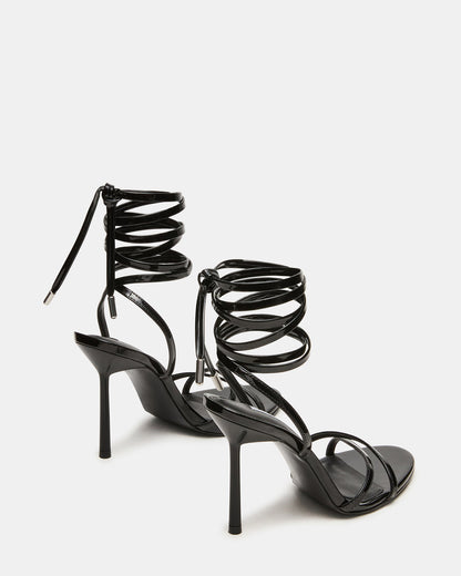 Steve Madden NERI Black Patent Strappy Stiletto Round-Toe Women's Heel