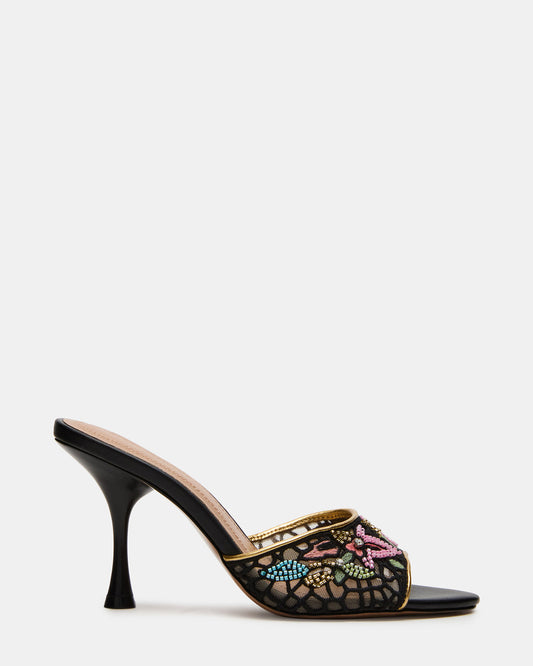 Steve Madden SANTI Mesh Black Multi Pointed-Toe Mule Women's Heel