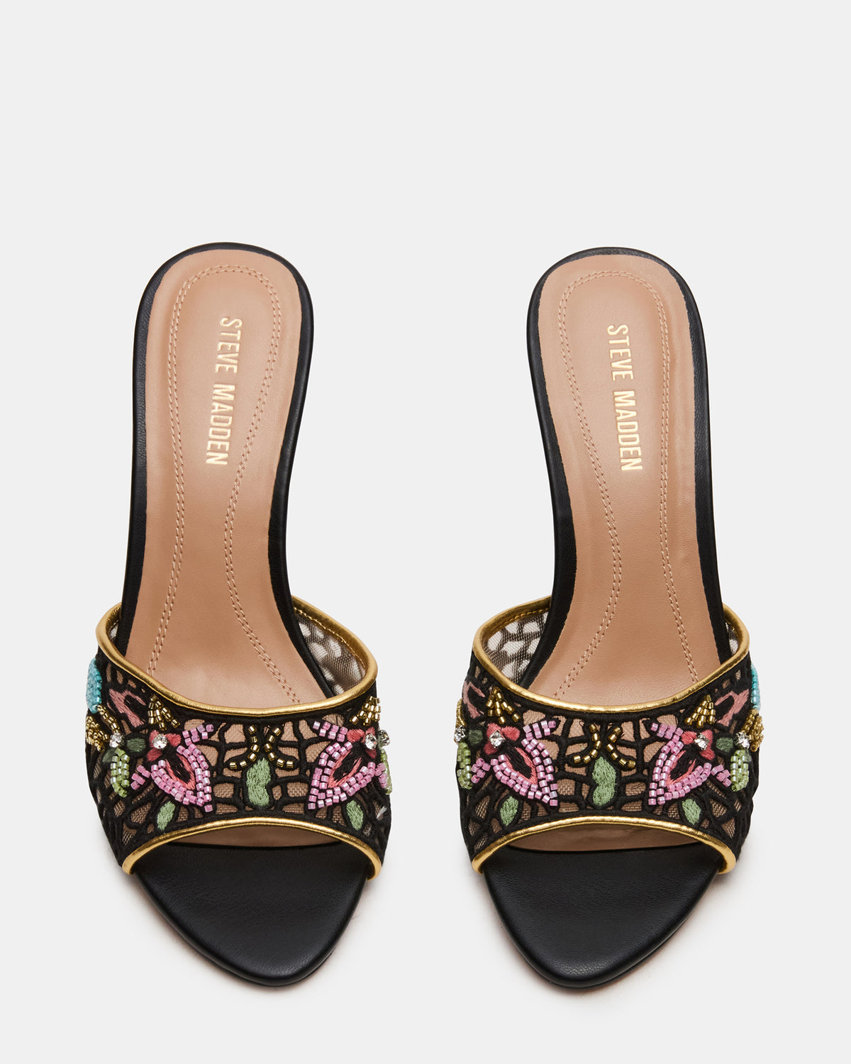 Steve Madden SANTI Mesh Black Multi Pointed-Toe Mule Women's Heel