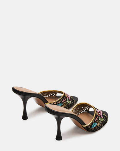 Steve Madden SANTI Mesh Black Multi Pointed-Toe Mule Women's Heel
