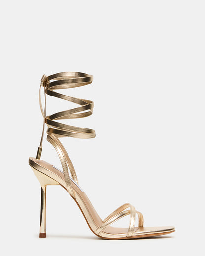 Steve Madden NERI Champagne Strappy Stiletto Round-Toe Women's Heel