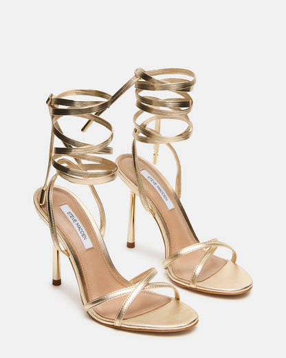 Steve Madden NERI Champagne Strappy Stiletto Round-Toe Women's Heel