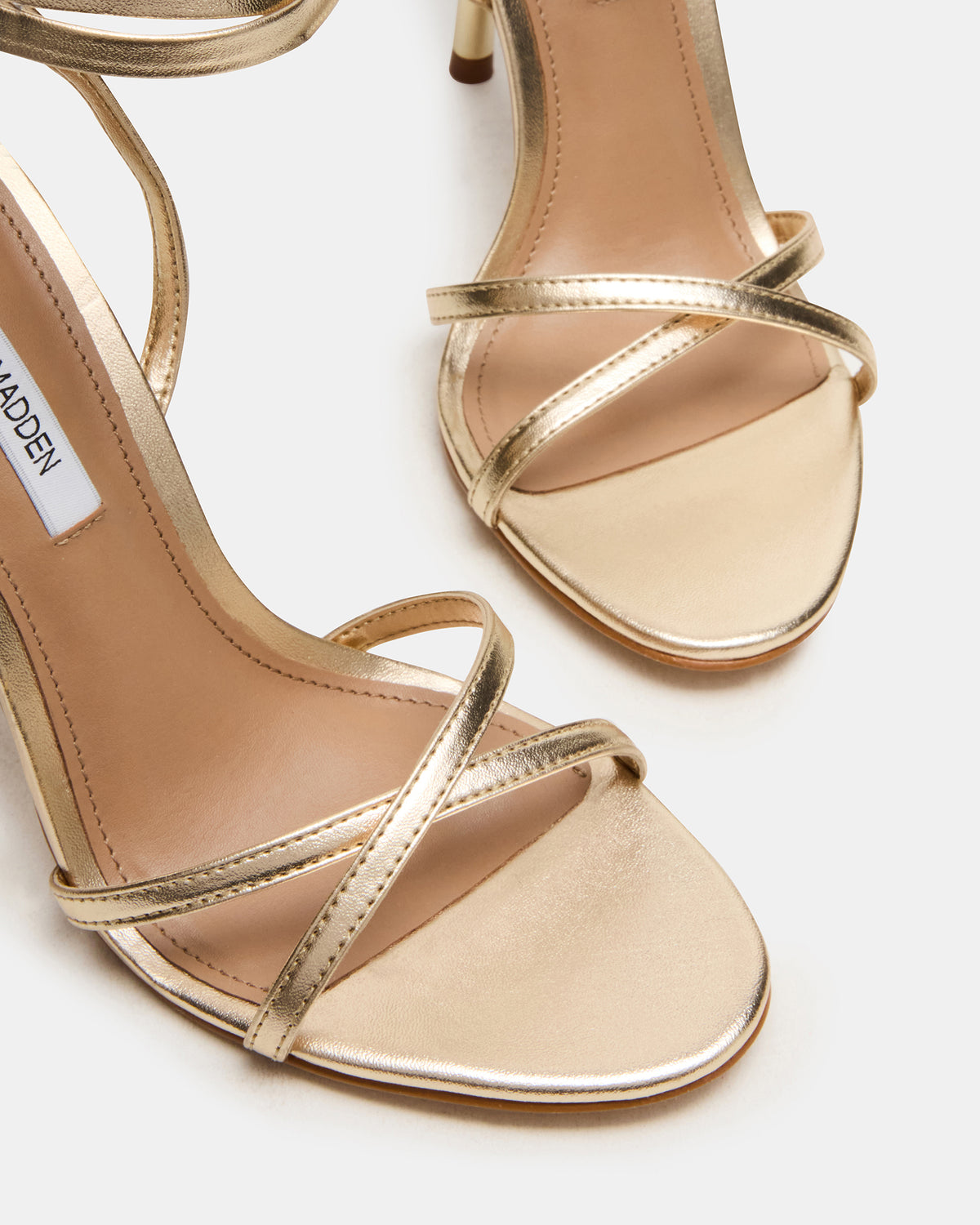 Steve Madden NERI Champagne Strappy Stiletto Round-Toe Women's Heel