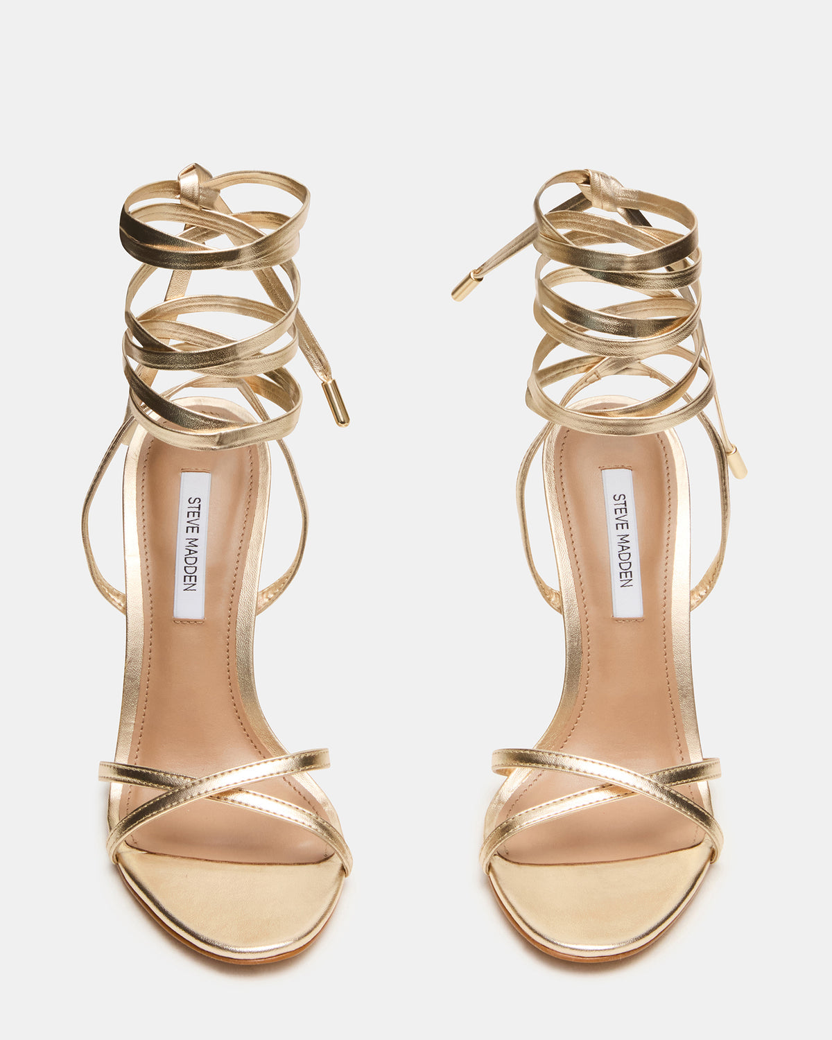 Steve Madden NERI Champagne Strappy Stiletto Round-Toe Women's Heel
