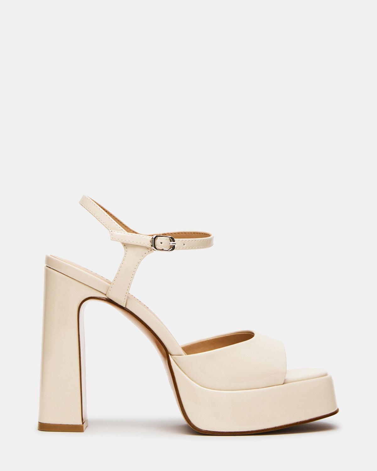 Steve Madden LINADRA Bone Patent Platform Square-Toe Strappy Women's Heel