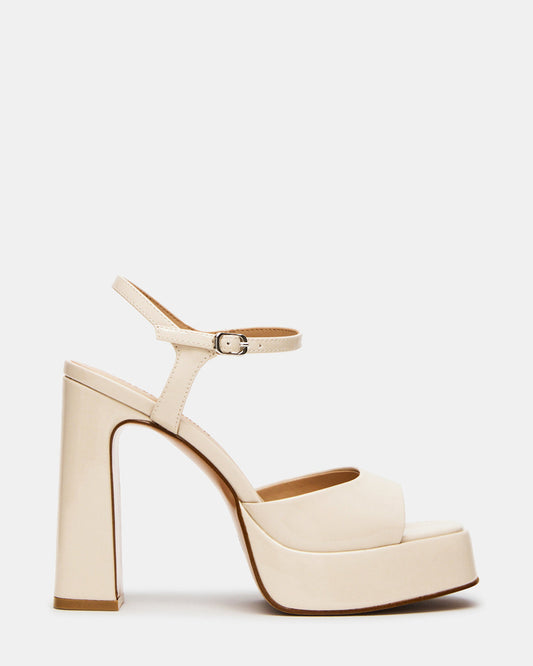 Steve Madden LINADRA Bone Patent Platform Square-Toe Strappy Women's Heel