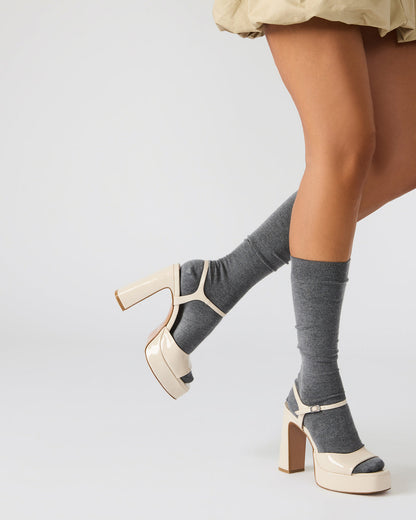 Steve Madden LINADRA Bone Patent Platform Square-Toe Strappy Women's Heel