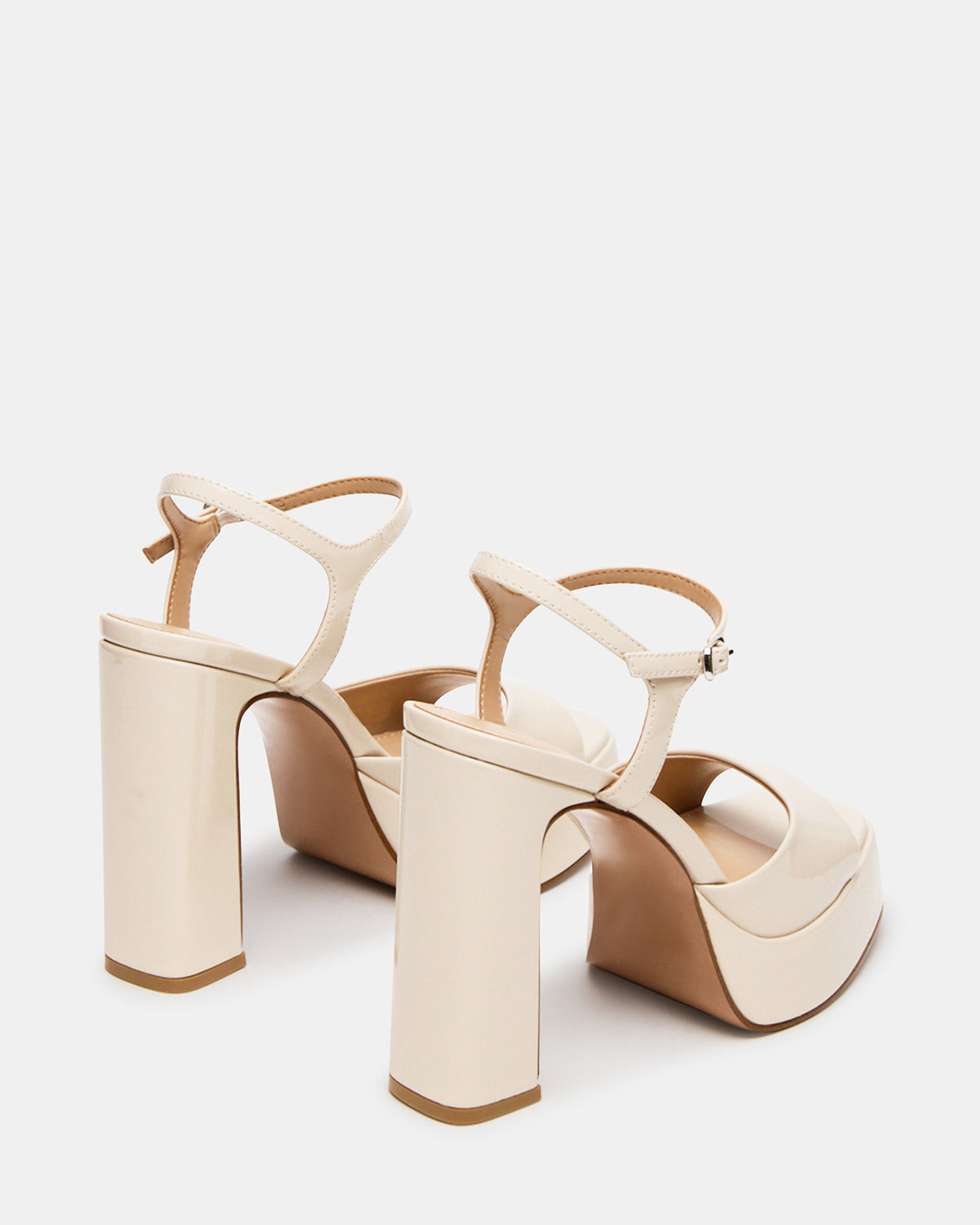 Steve Madden LINADRA Bone Patent Platform Square-Toe Strappy Women's Heel