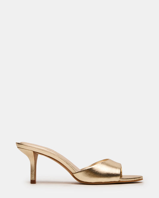 Steve Madden KENDRIX Gold Leather Mule Stiletto Women's Heel