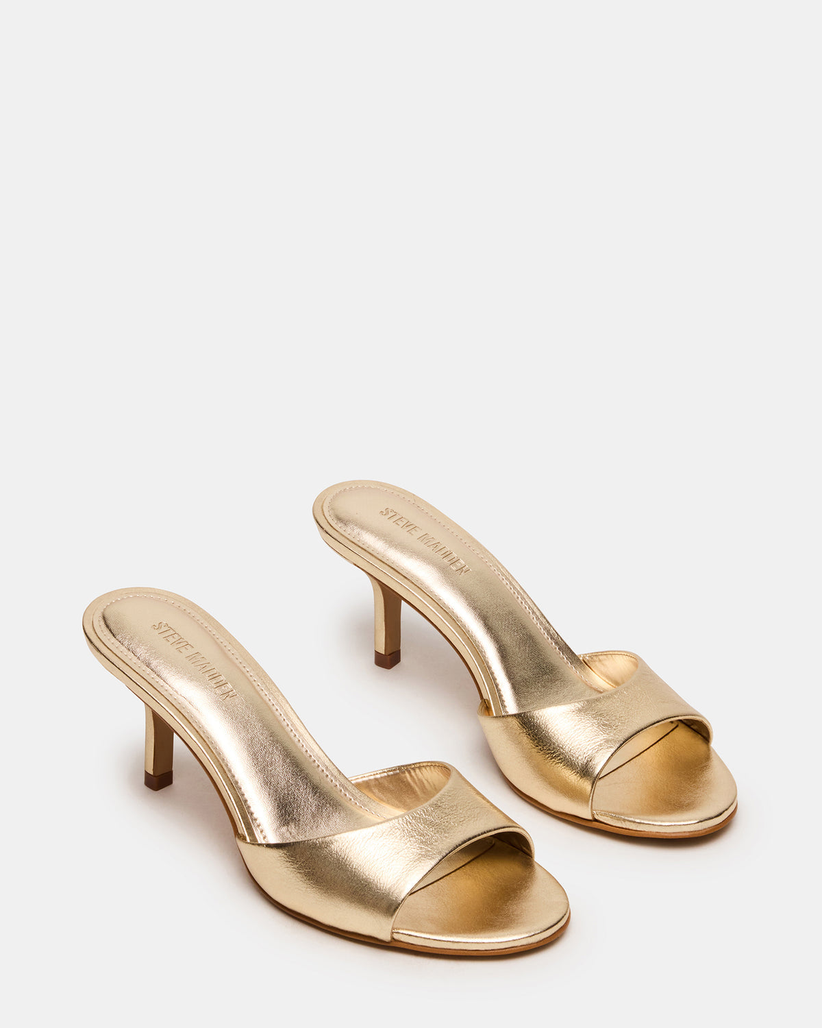 Steve Madden KENDRIX Gold Leather Mule Stiletto Women's Heel