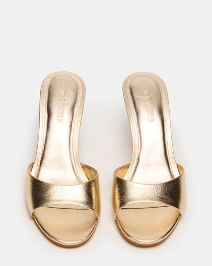 Steve Madden KENDRIX Gold Leather Mule Stiletto Women's Heel