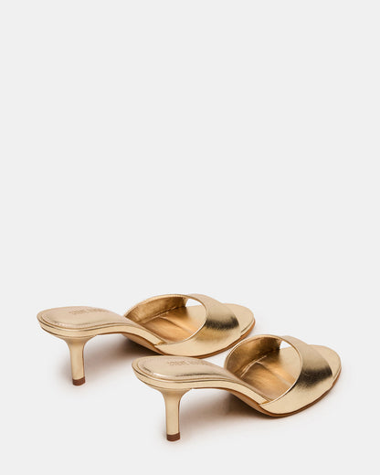 Steve Madden KENDRIX Gold Leather Mule Stiletto Women's Heel