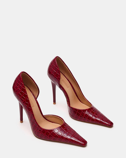 Steve Madden ELEGANT Red Crocodile Pointed-Toe Stiletto Pump Women's Heel