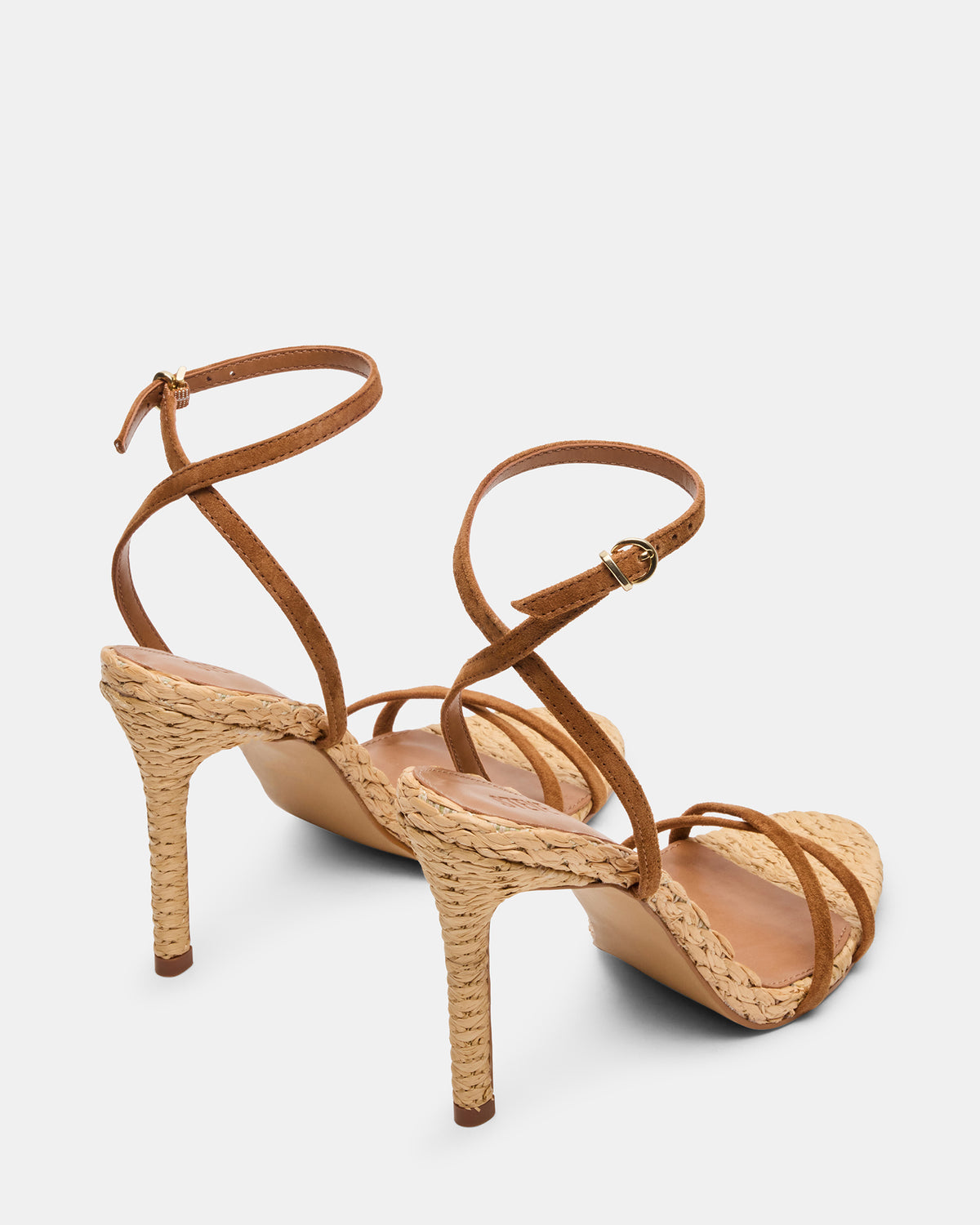 Steve Madden JYPSEY Chestnut Suede Raffia Strappy Stiletto Women's Heel