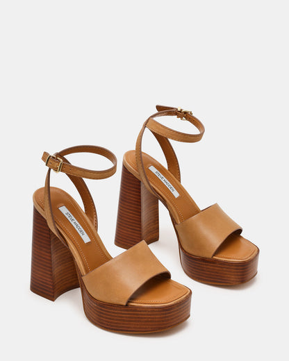 Steve Madden FLORIA Banana Leather Women's Platform Square-Toe Block Heel