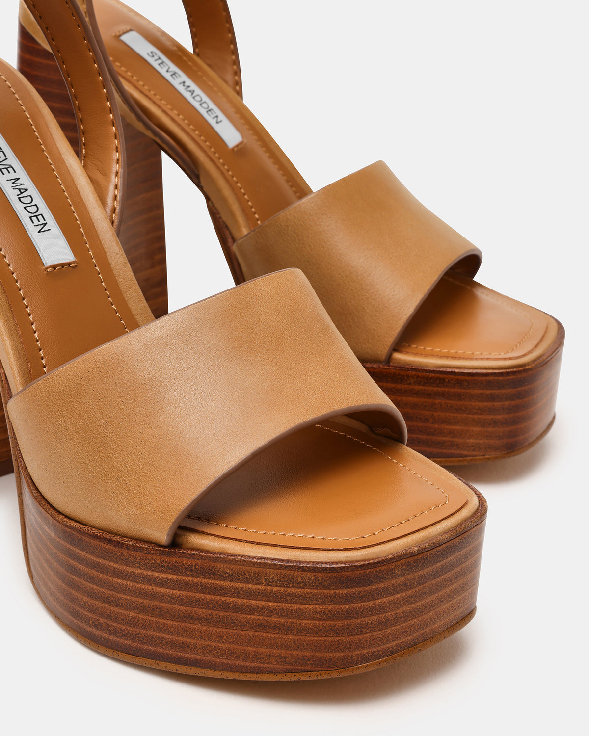 Steve Madden FLORIA Banana Leather Women's Platform Square-Toe Block Heel