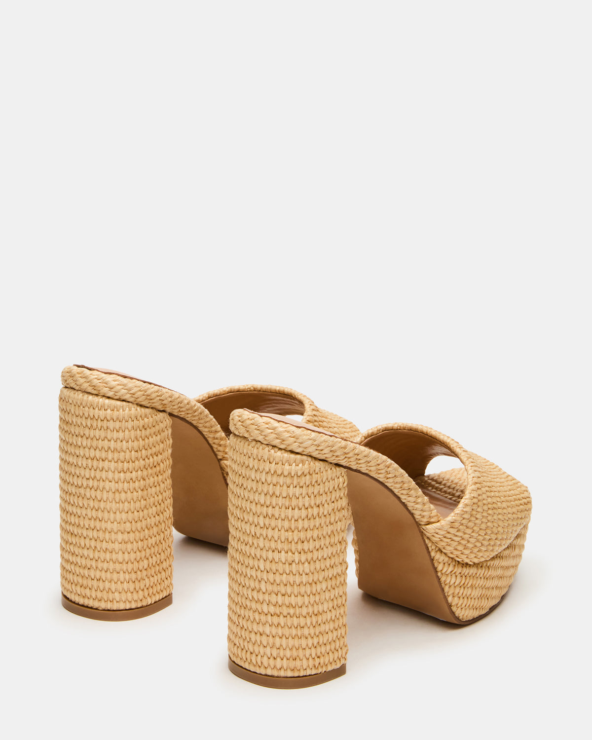 Steve Madden JOEL Natural Raffia Square-Toe Platform Raffia Mule Women's Heel