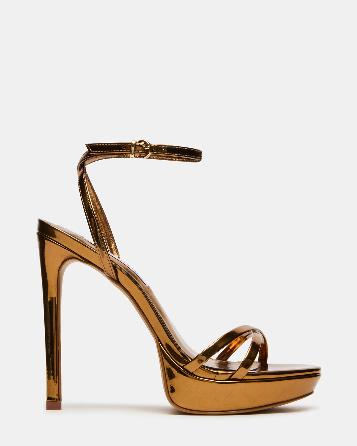 Steve Madden JUNI Bronze Criss Cross Stiletto Ankle Strap Women's Heel