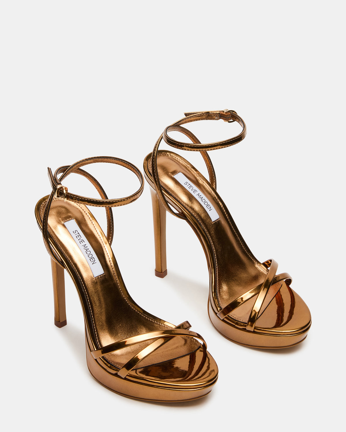 Steve Madden JUNI Bronze Criss Cross Stiletto Ankle Strap Women's Heel