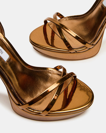Steve Madden JUNI Bronze Criss Cross Stiletto Ankle Strap Women's Heel