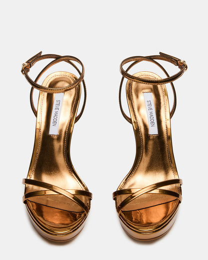 Steve Madden JUNI Bronze Criss Cross Stiletto Ankle Strap Women's Heel